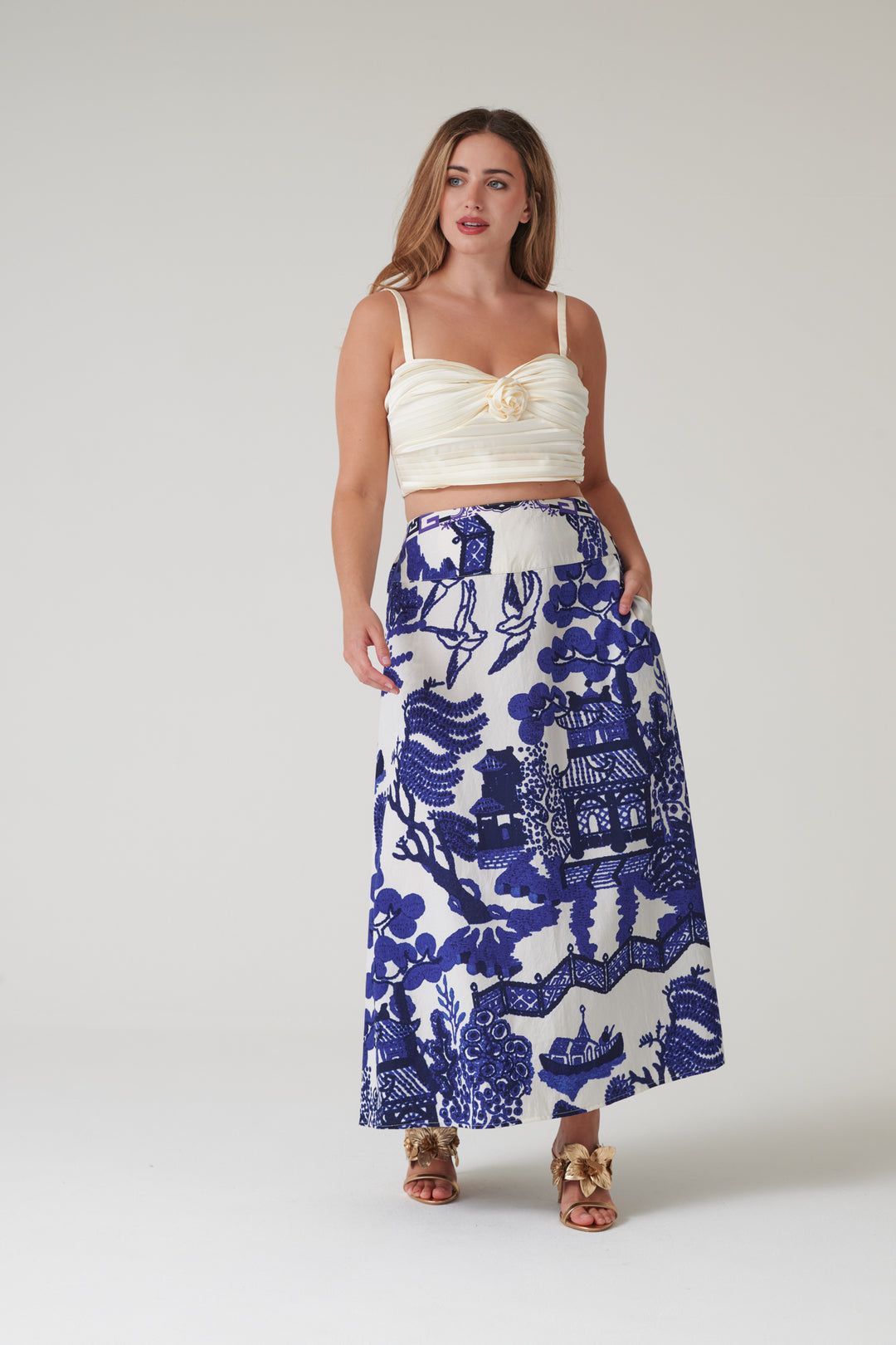 Giant Willow Blue A-line Maxi Skirt