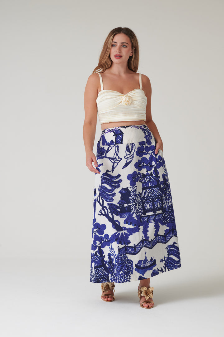 Giant Willow Blue A-line Maxi Skirt