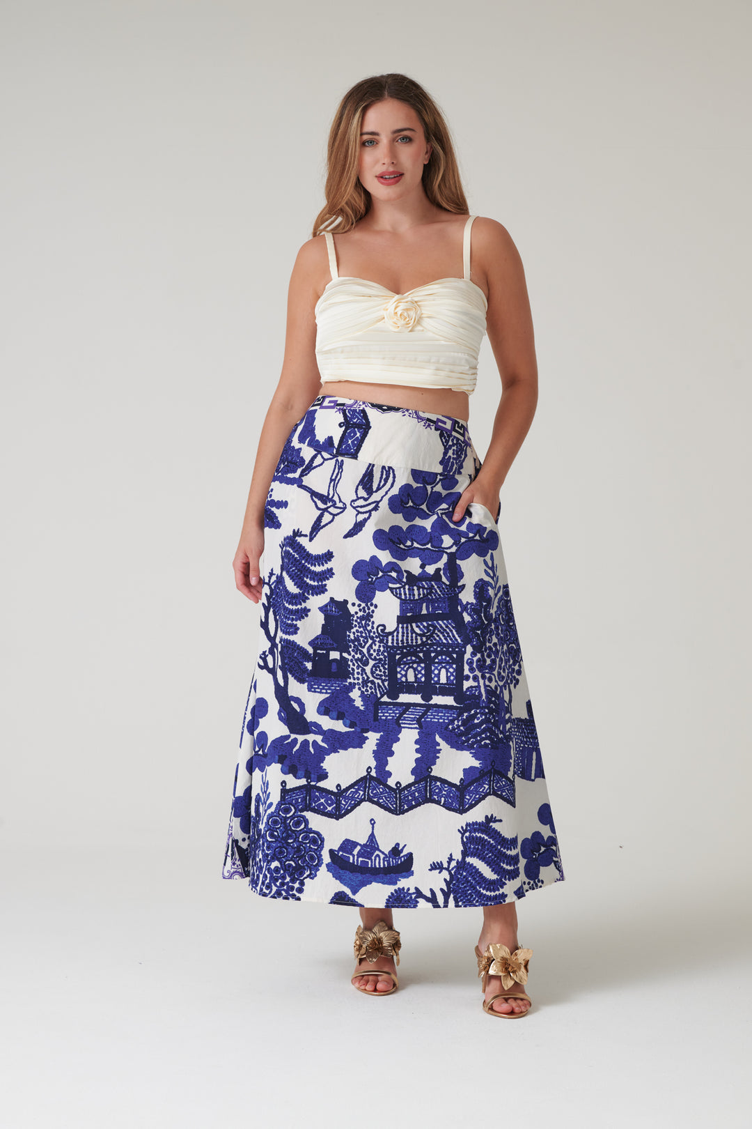 Giant Willow Blue A-line Maxi Skirt