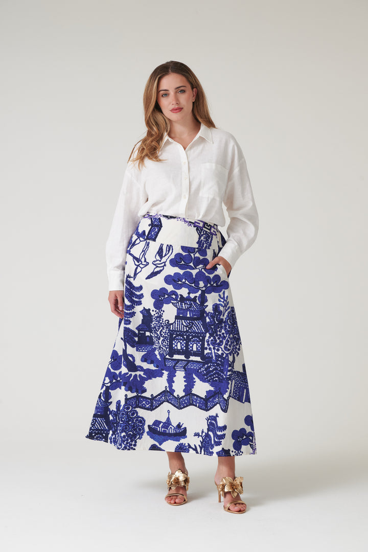 Giant Willow Blue A-line Maxi Skirt