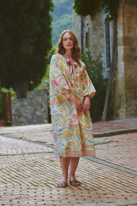 Giant Kantha Lime Tie Dress