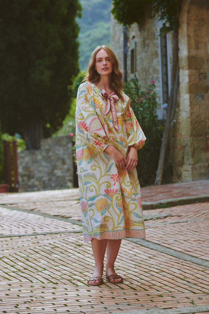 Giant Kantha Lime Tie Dress