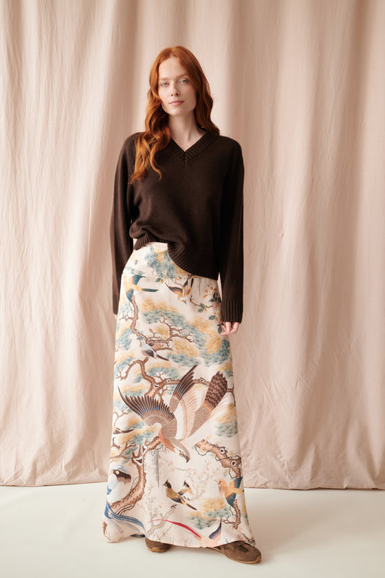 Hummingbird Nude A-line Maxi Skirt