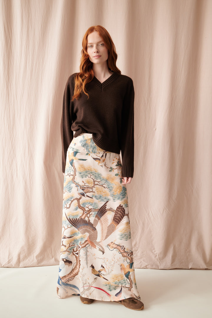 Hummingbird Nude A-line Maxi Skirt