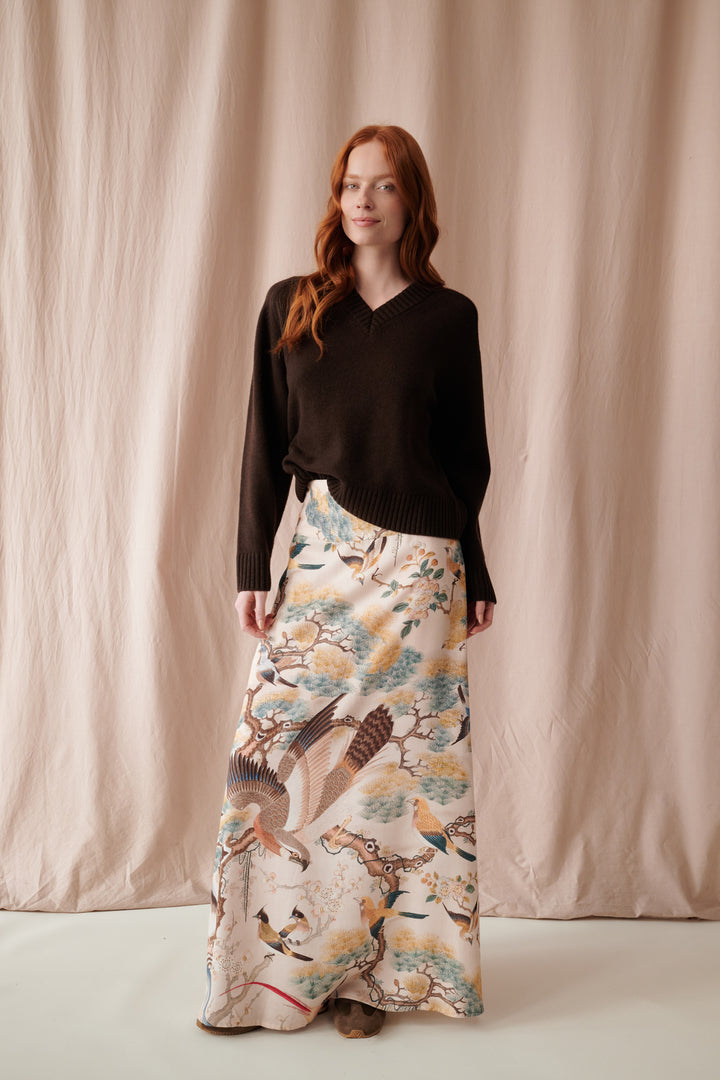 Hummingbird Nude A-line Maxi Skirt