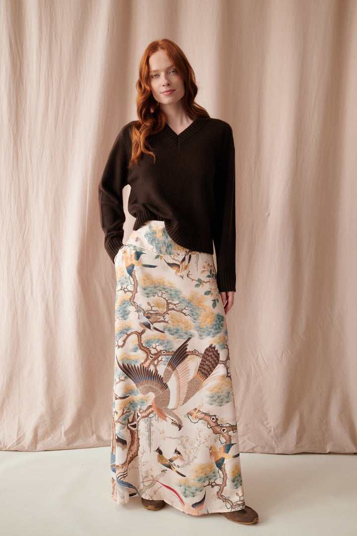 Hummingbird Nude A-line Maxi Skirt