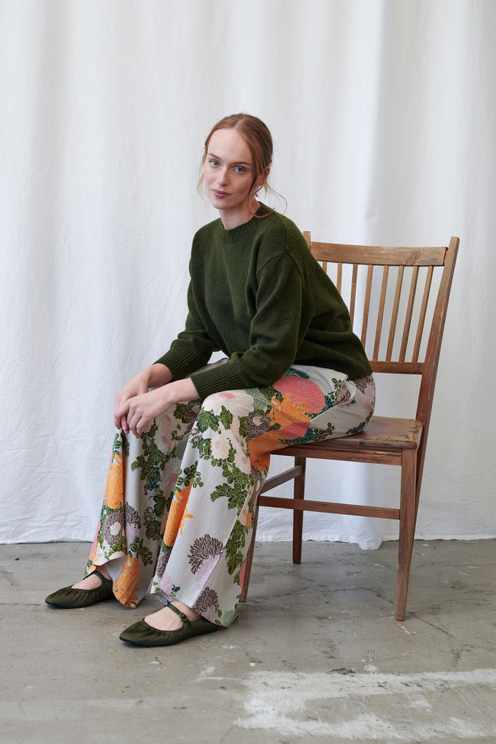Pantalon palazzo Jacquard couleur mastic