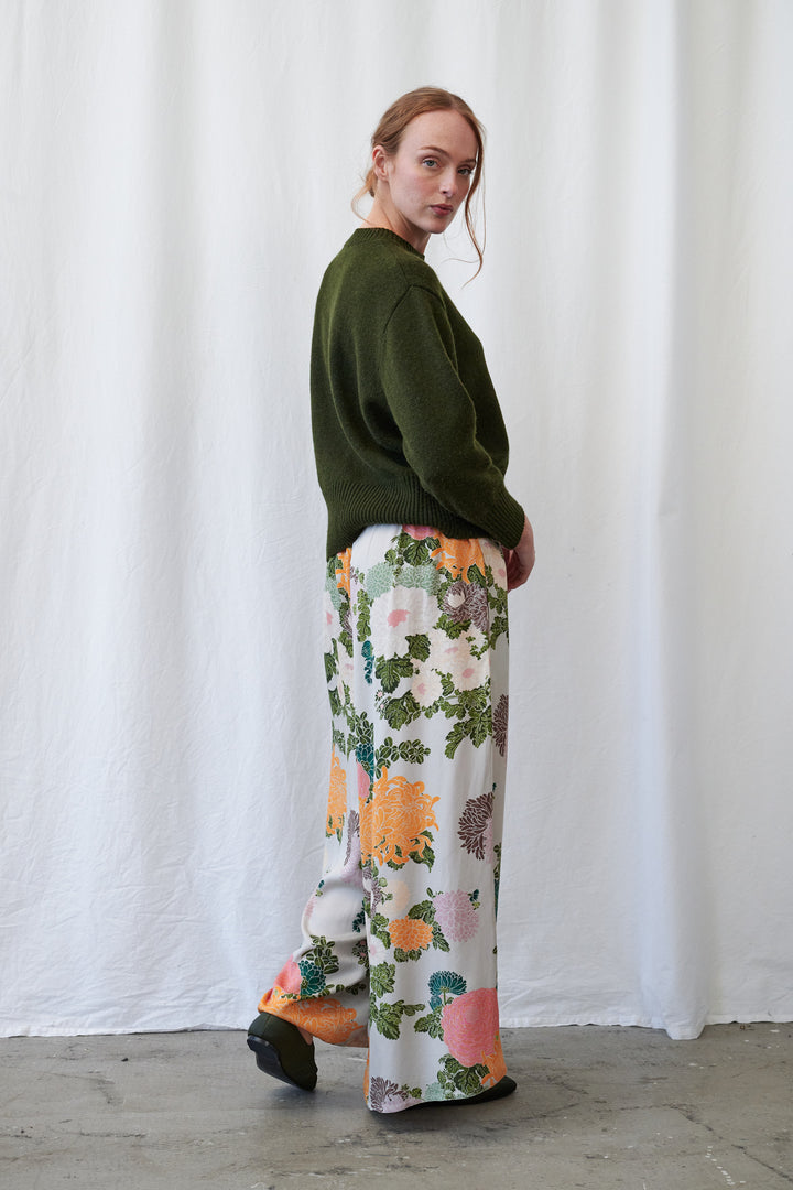 Pantalon palazzo Jacquard couleur mastic