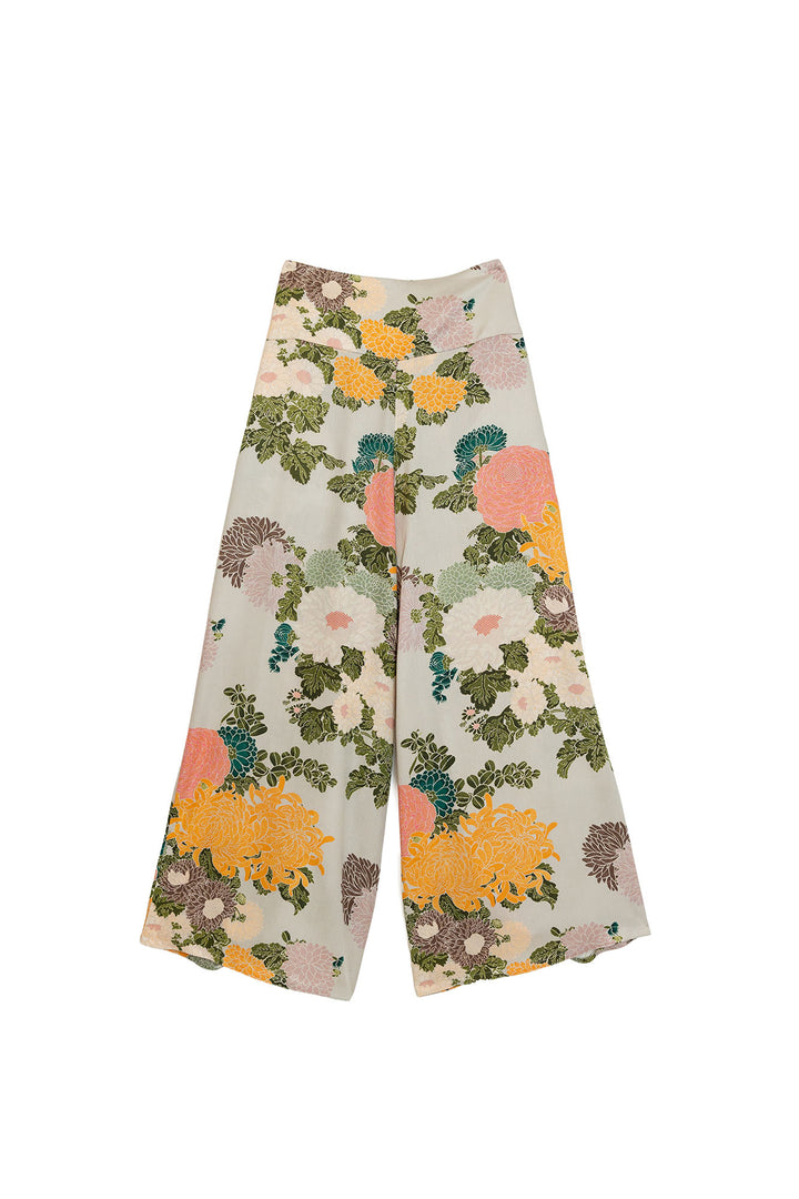 Pantalon palazzo Jacquard couleur mastic