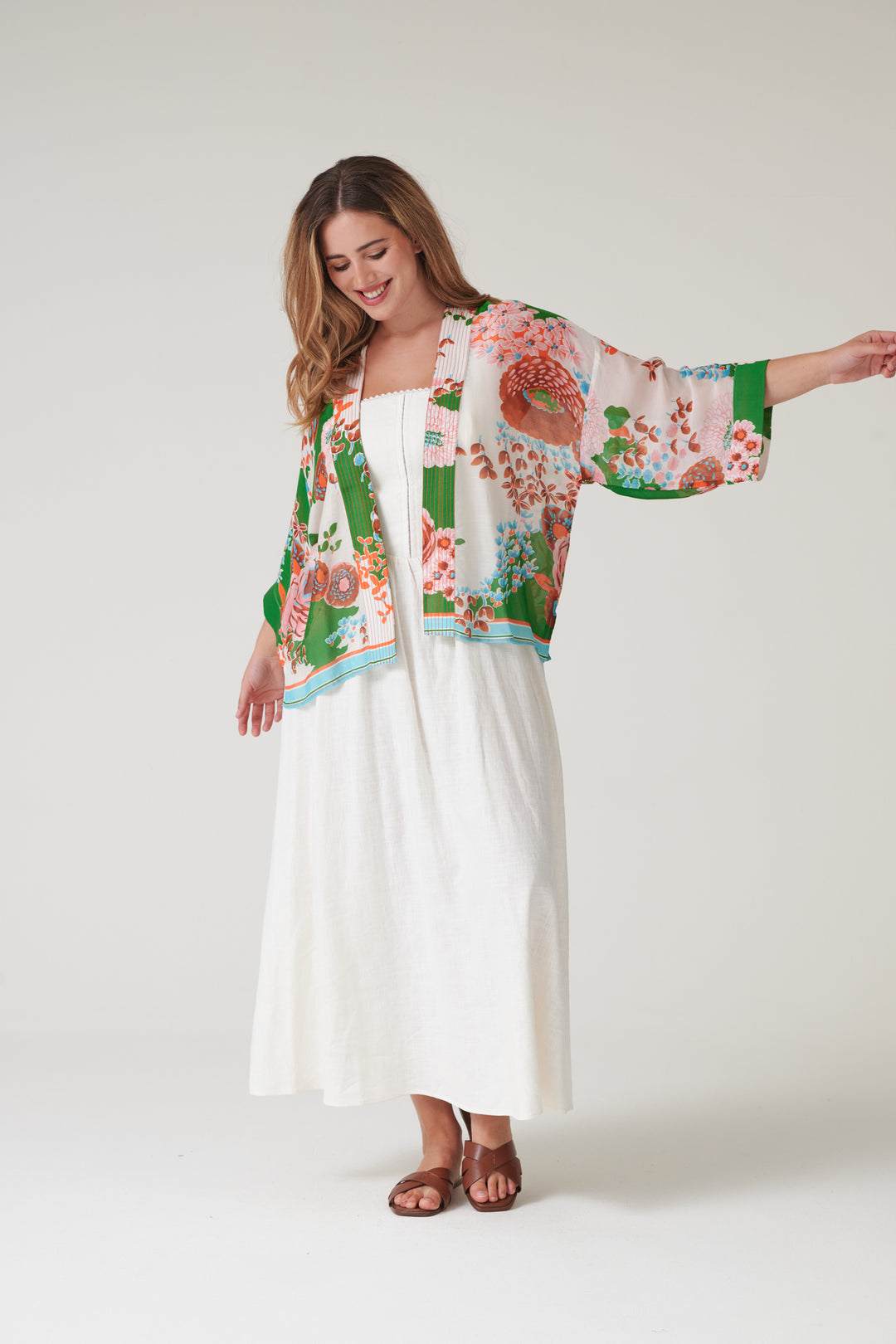 Kitsch Bouquet Green Kimono