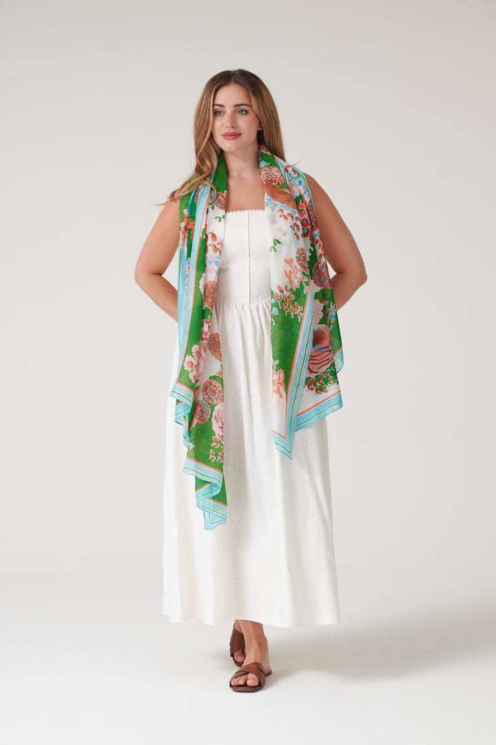 Kitsch Bouquet Green Scarf