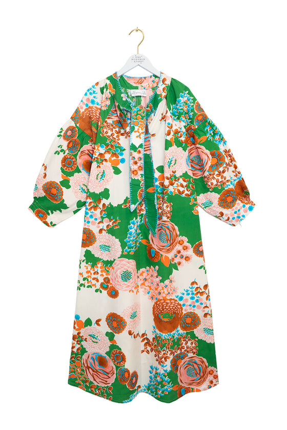 Kitsch Bouquet Green Tie Dress