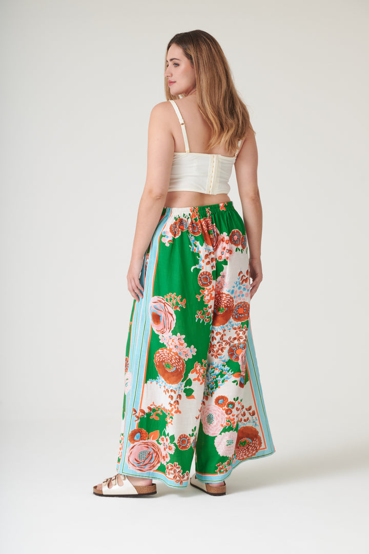 Kitsch Bouquet Green Palazzo Pants