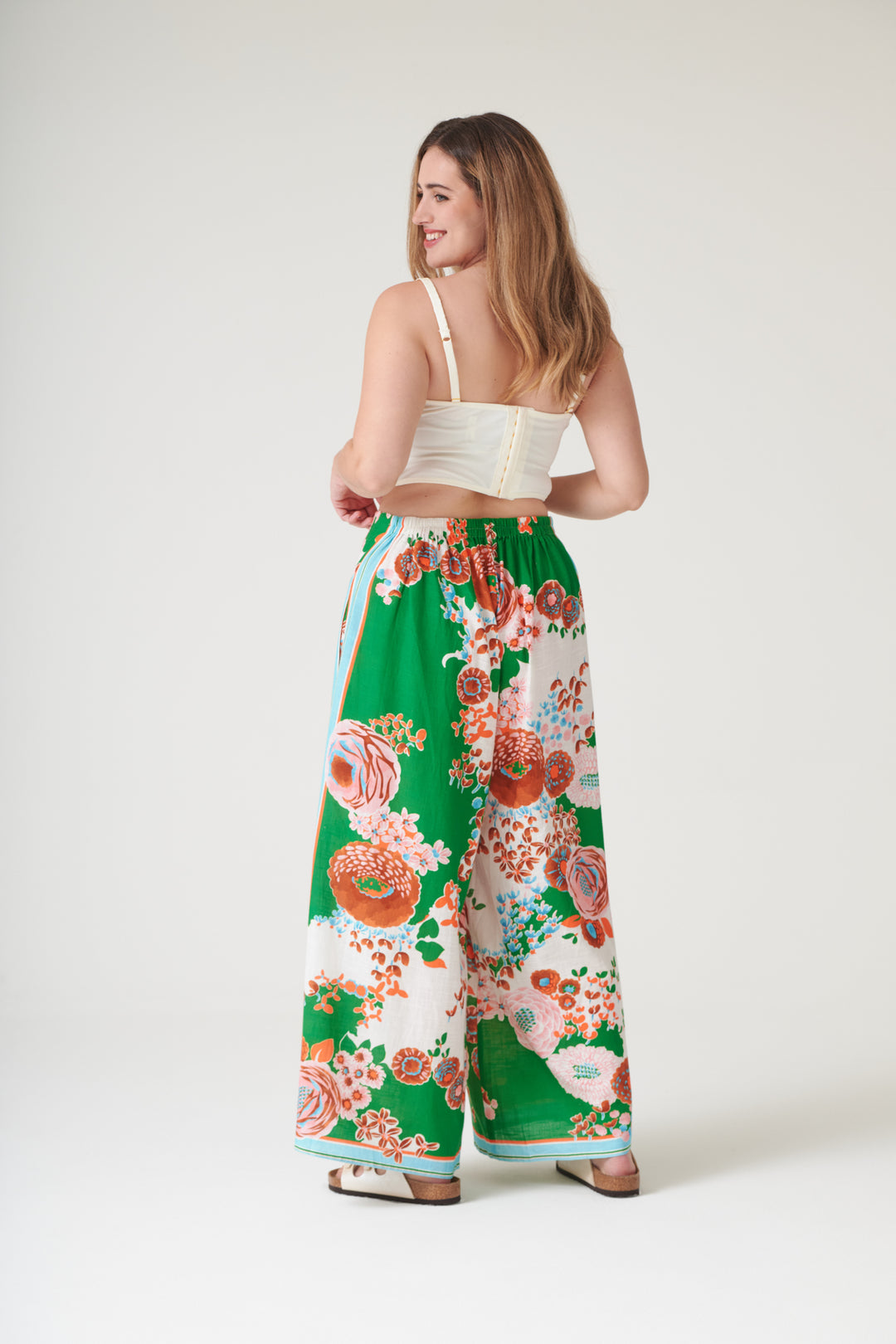 Kitsch Bouquet Green Palazzo Pants