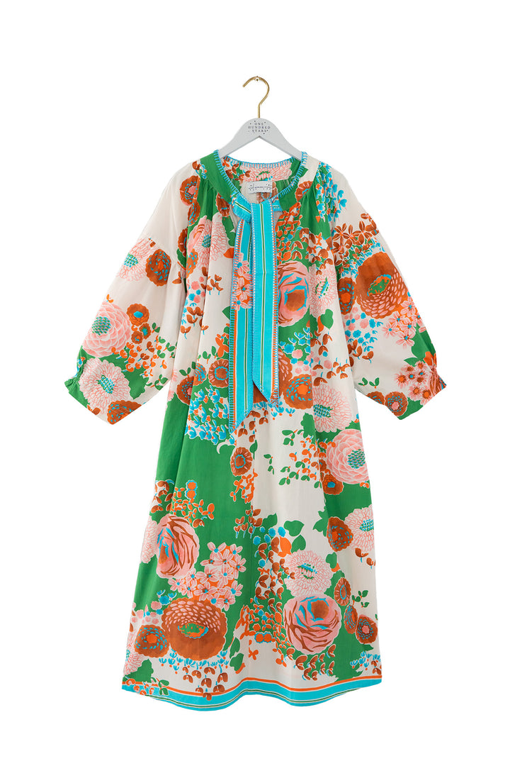 Kitsch Bouquet Green Tie Dress