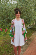 Kimono verde con ramo kitsch
