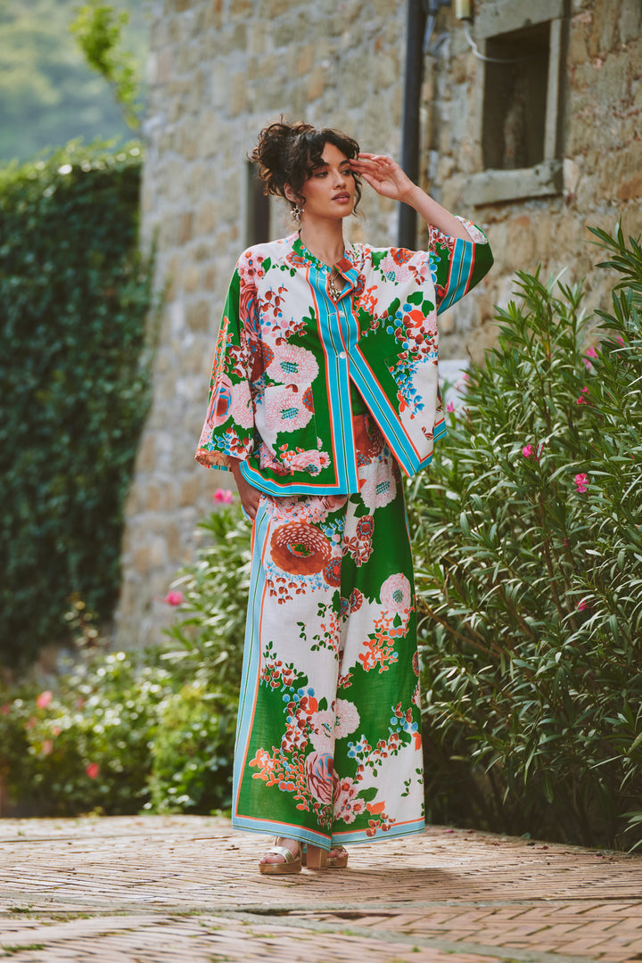 Kitsch Bouquet Green Palazzo Pants