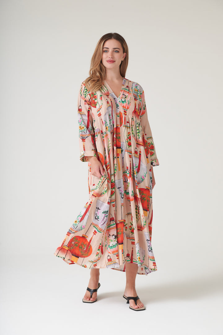 Lanterns Red Pinch Pleat Dress