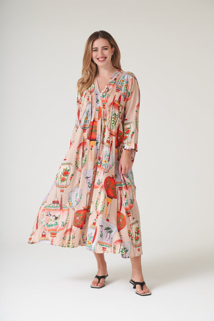 Lanterns Red Pinch Pleat Dress