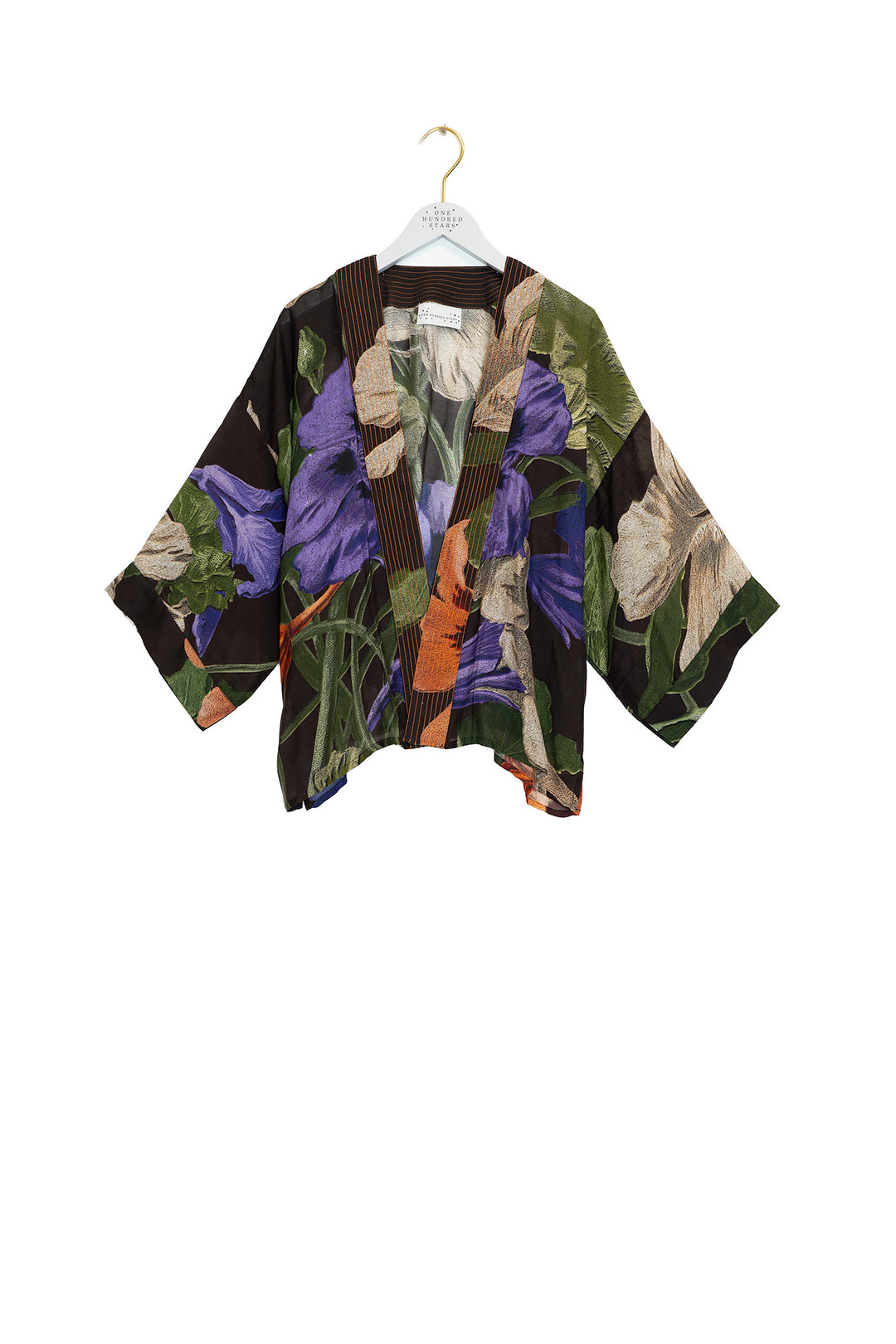 One Hundred Stars Nasturtium Black Kimono