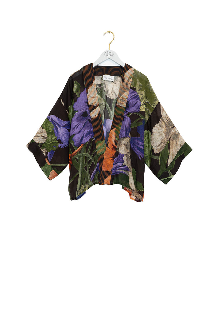 One Hundred Stars Nasturtium Black Kimono