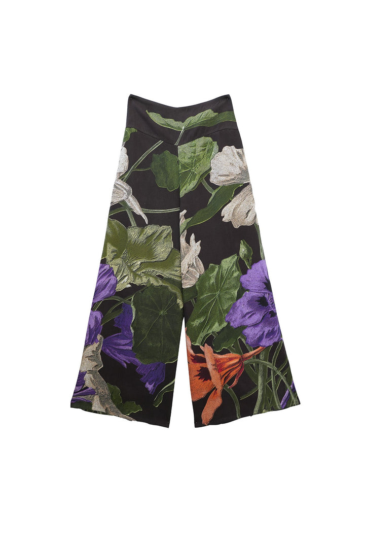 One Hundred Stars Nasturtium Black Palazzo Pants