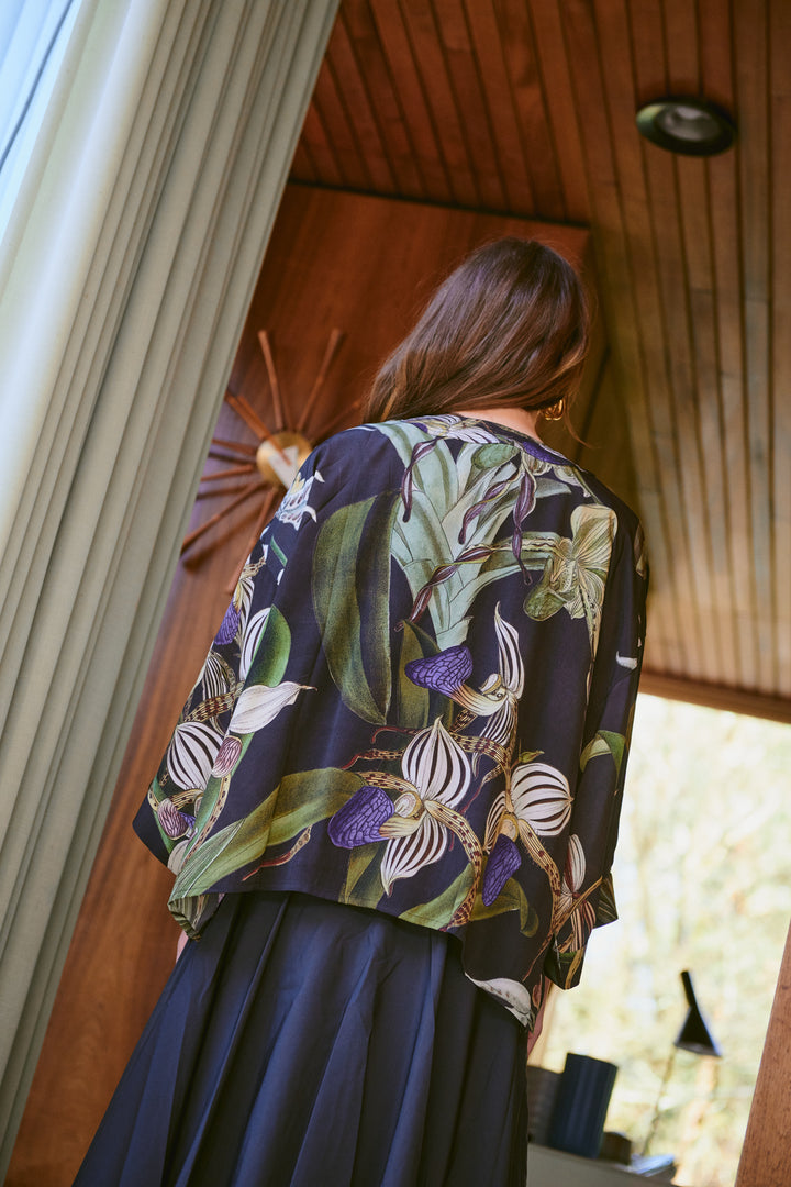 Orchid Black Crepe Kimono