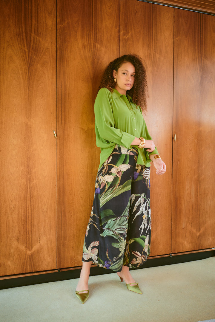 Orchid Black Crepe Palazzo Pants