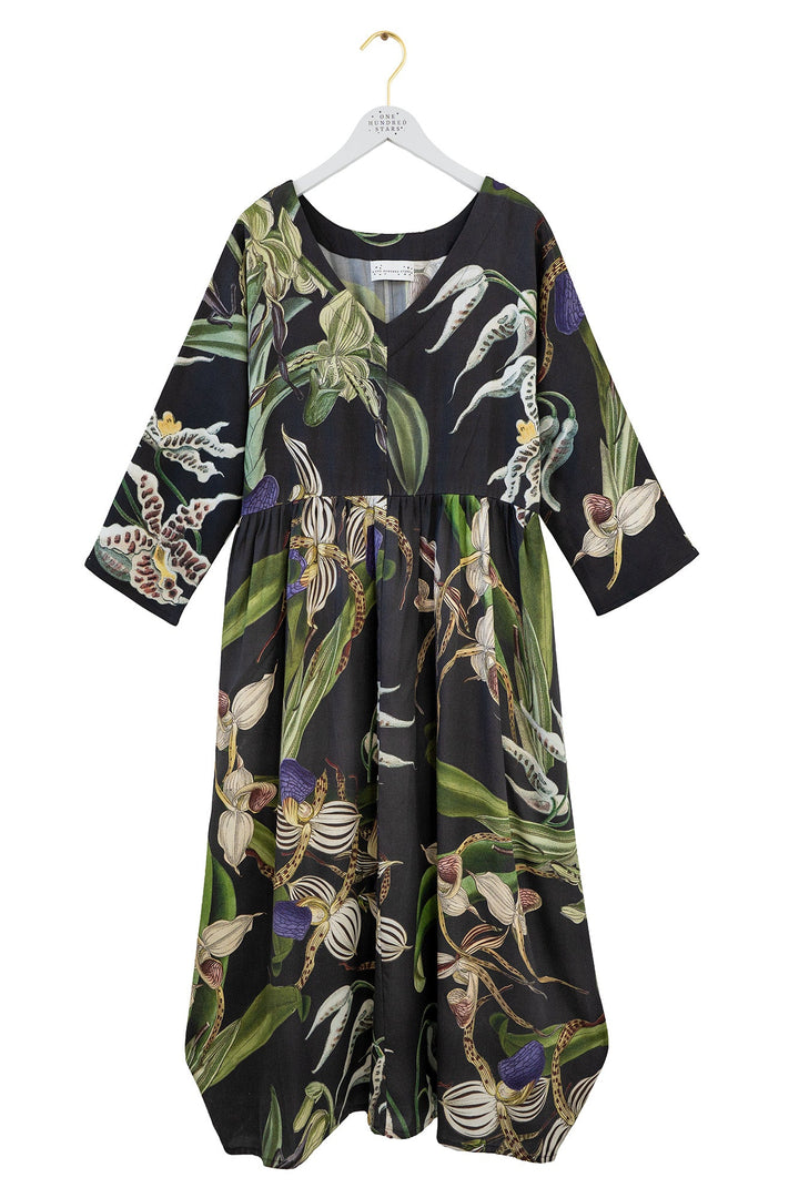 One Hundred Stars Orchid Black Tulip Dress