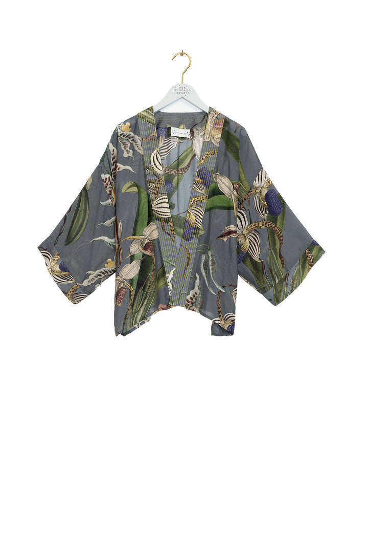One Hundred Stars Orchid Grey Kimono