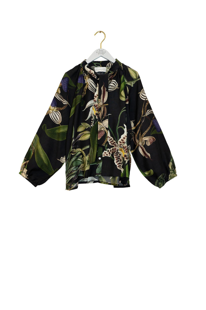 Orchid Black Pussybow Blouse