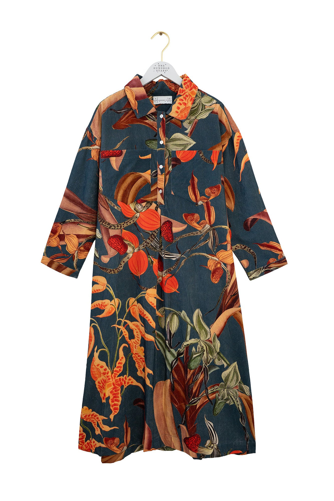 One Hundred Stars Orchid Teal Needlecord Pocket Dress