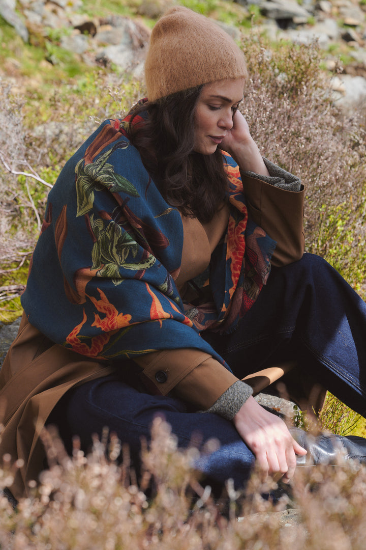 Orchid Teal Wool Scarf