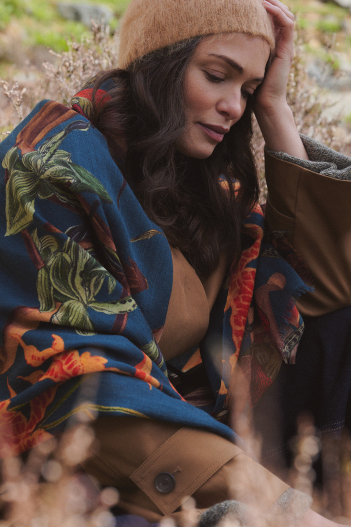 Orchid Teal Wool Scarf