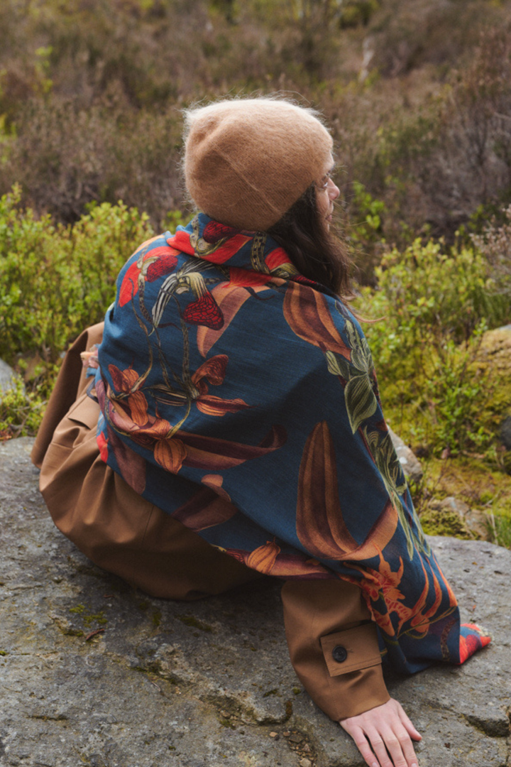 Orchid Teal Wool Scarf