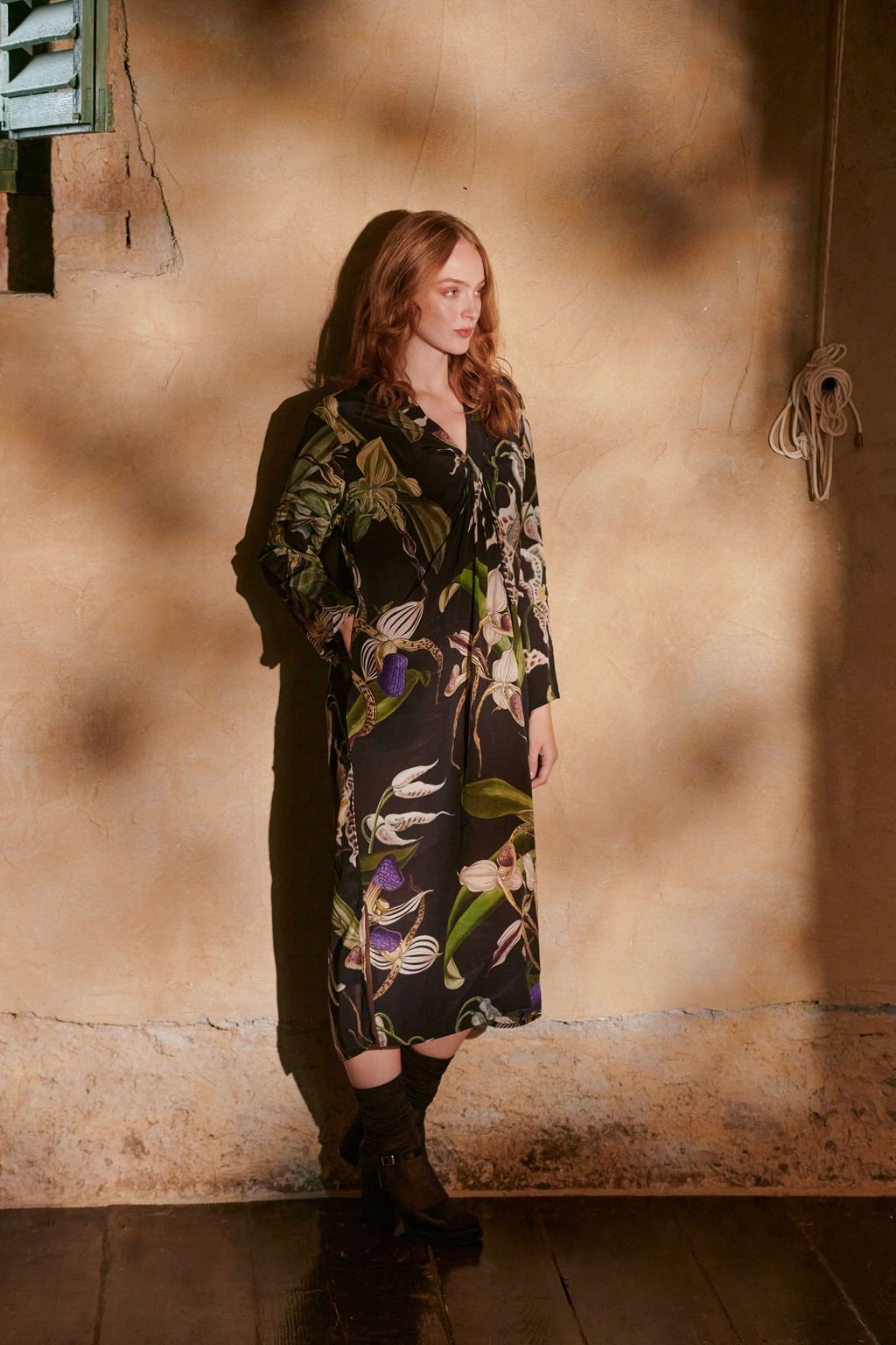 Orchid Black Midi Dress