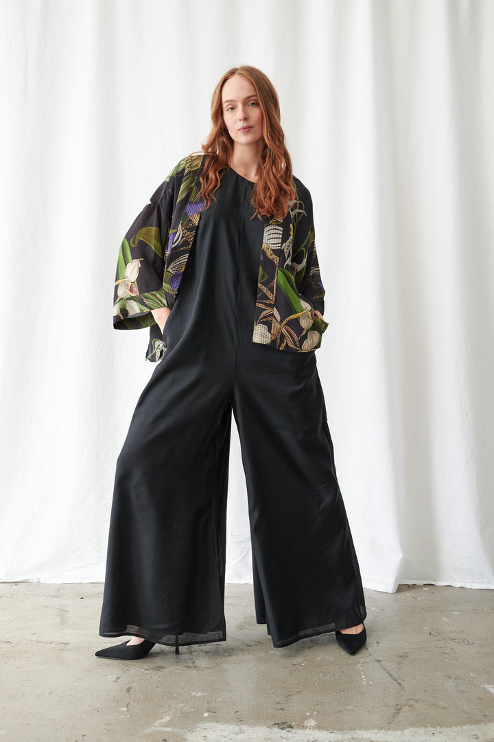 Orchid Black Crepe Kimono