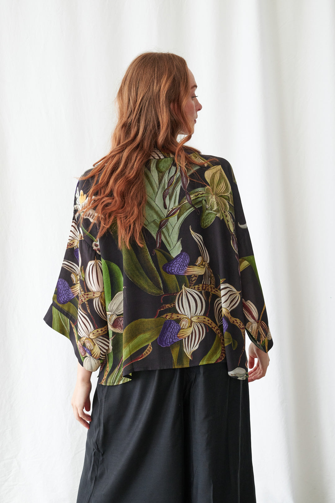 Orchid Black Crepe Kimono