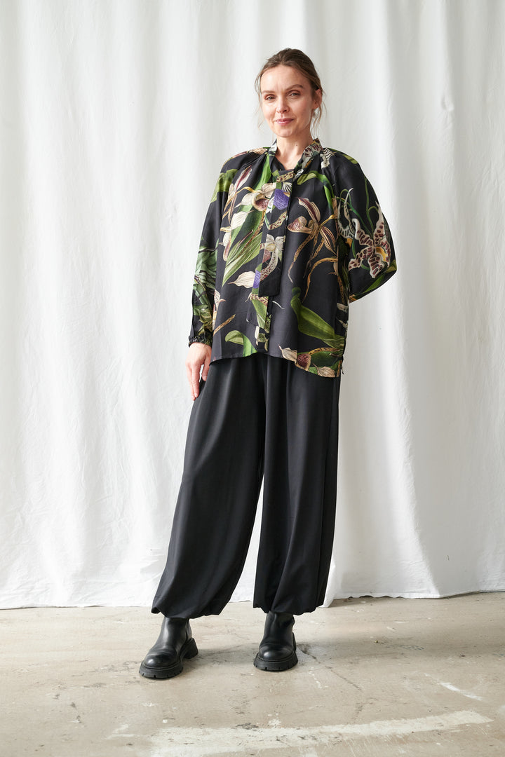 Orchid Black Pussybow Blouse