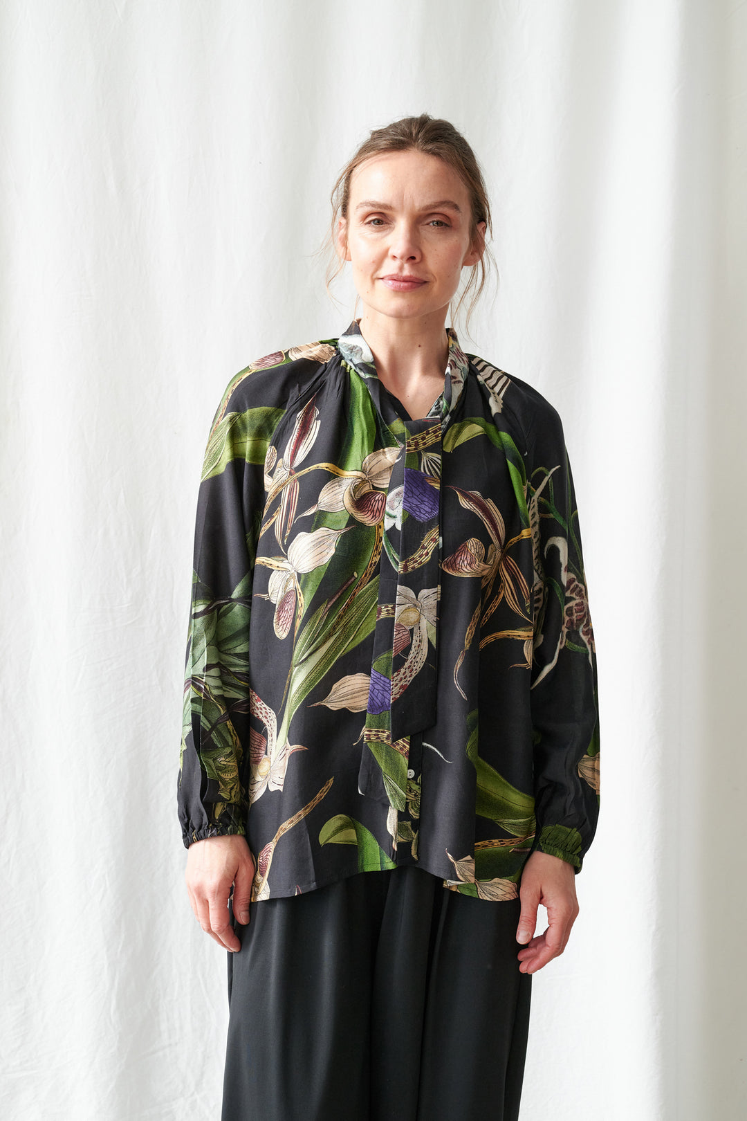 Orchid Black Pussybow Blouse