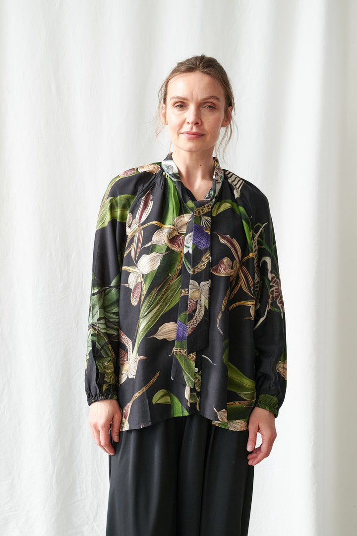 Orchid Black Pussybow Blouse