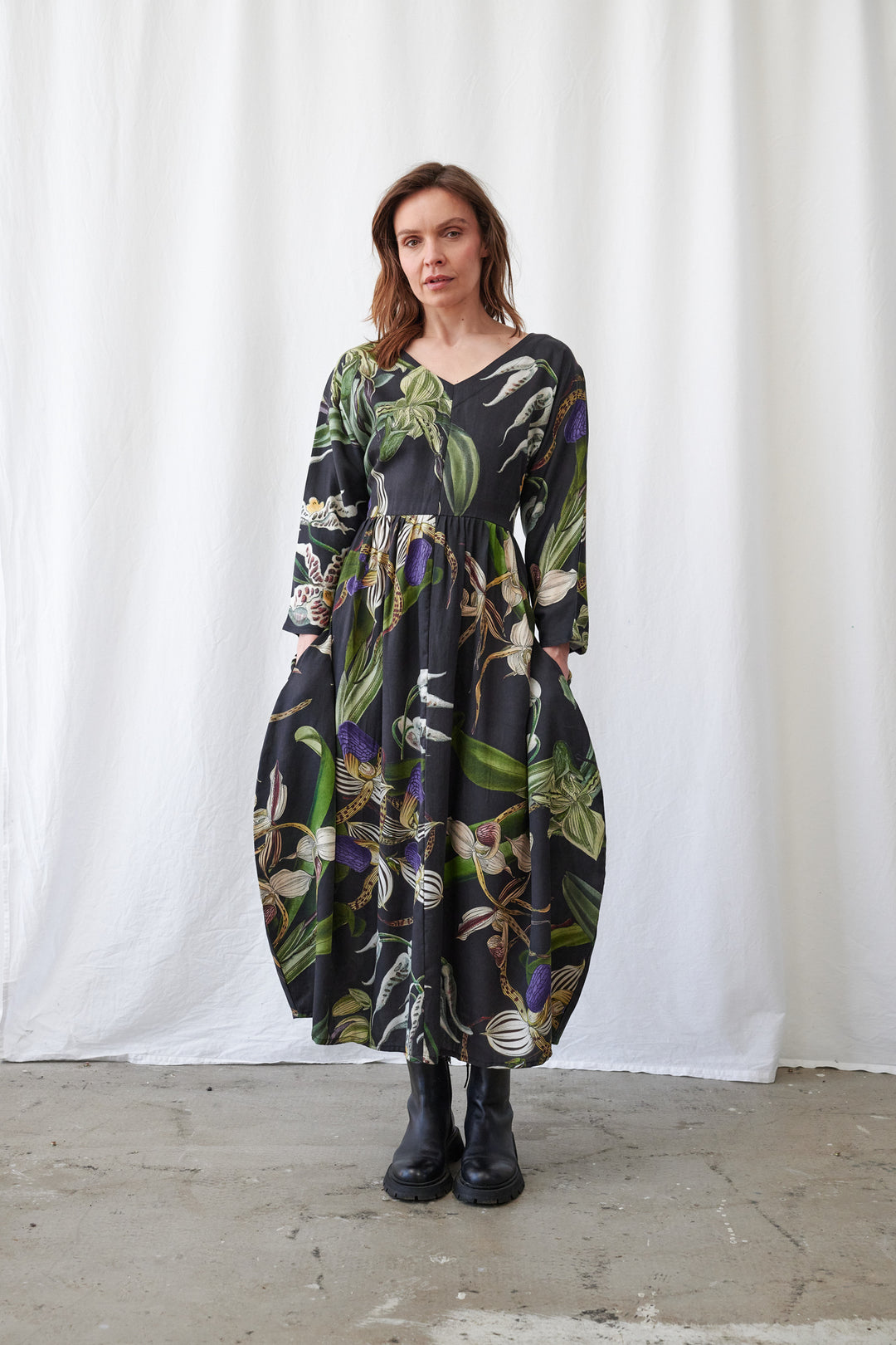 One Hundred Stars Orchid Black Tulip Dress