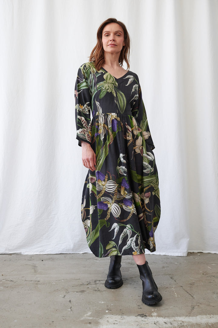 One Hundred Stars Orchid Black Tulip Dress