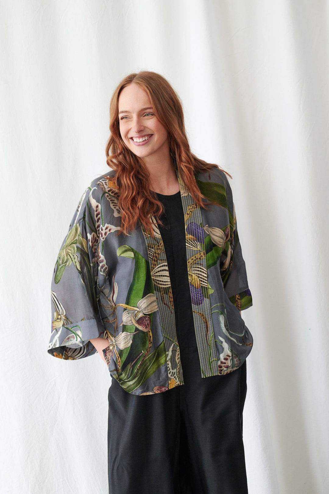 One Hundred Stars Orchid Grey Kimono