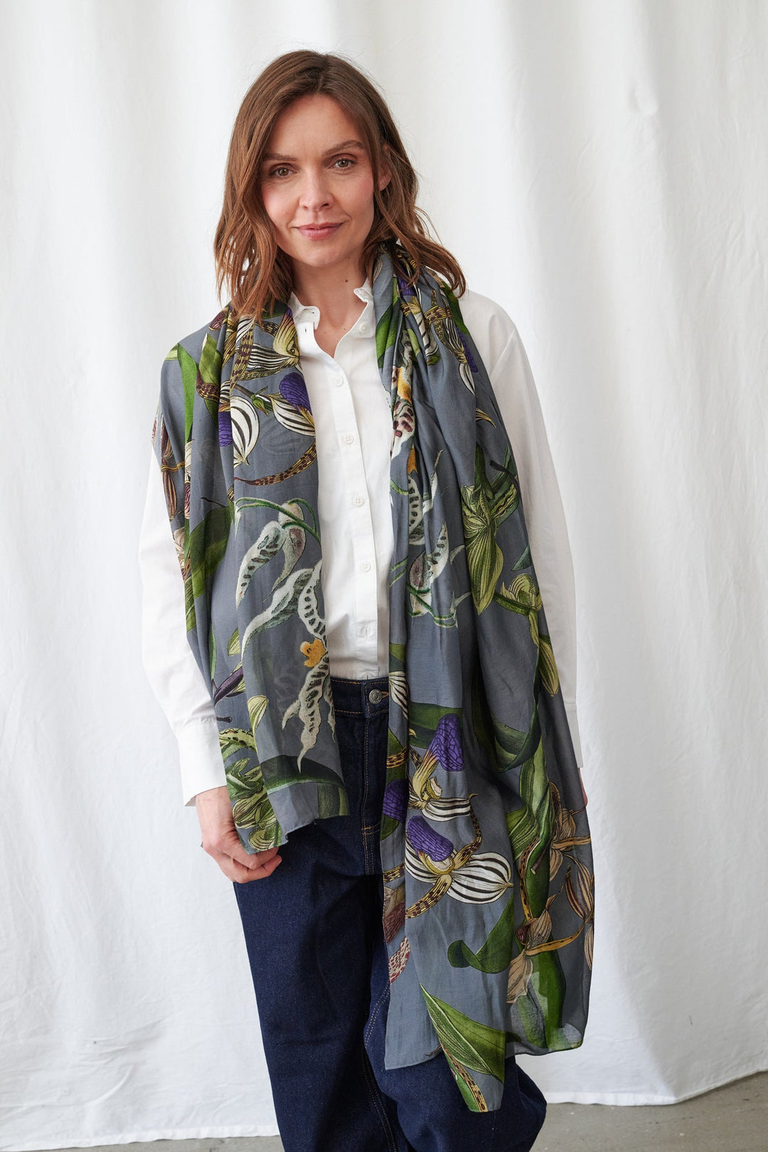 One Hundred Stars Orchid Grey Scarf