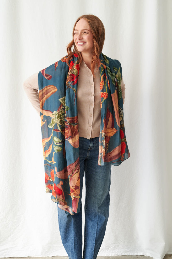 One Hundred Stars Orchid Teal Scarf