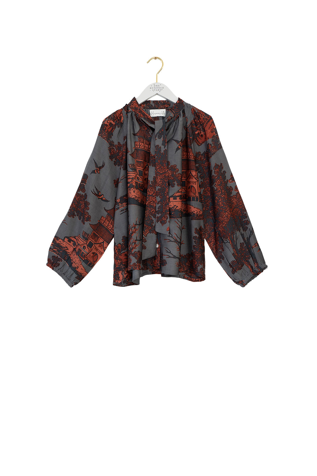 Pagoda Pewter Pussybow Blouse