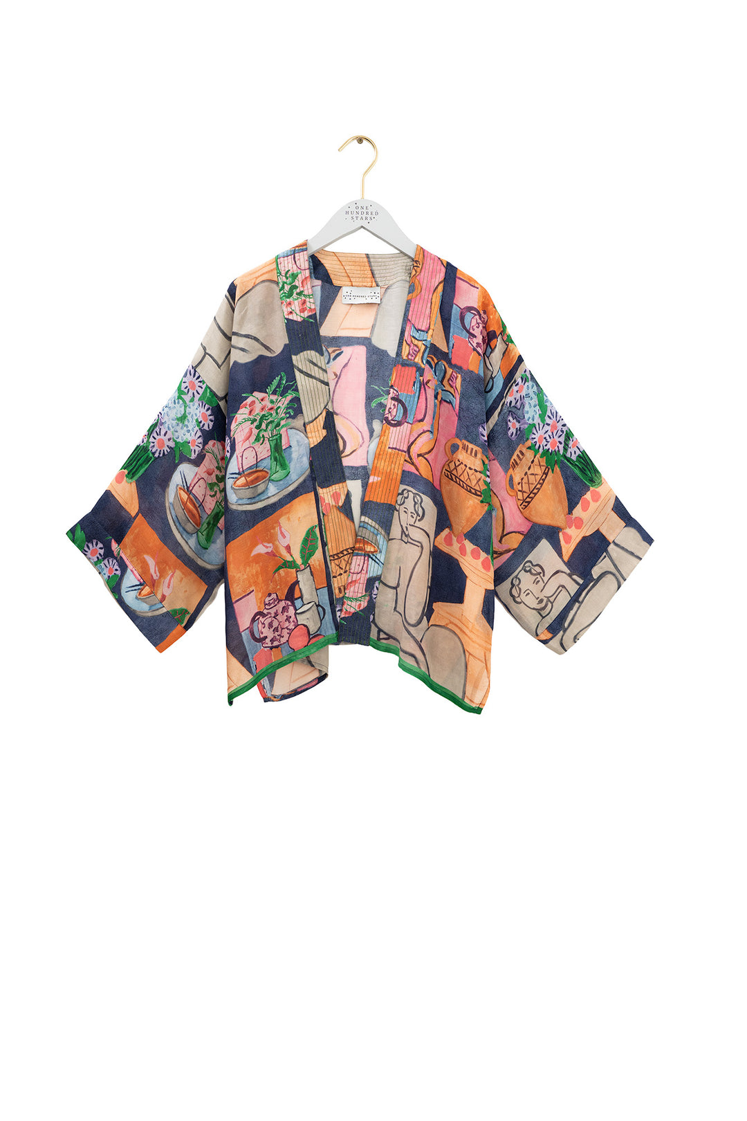 Woman and Vase Navy Kimono