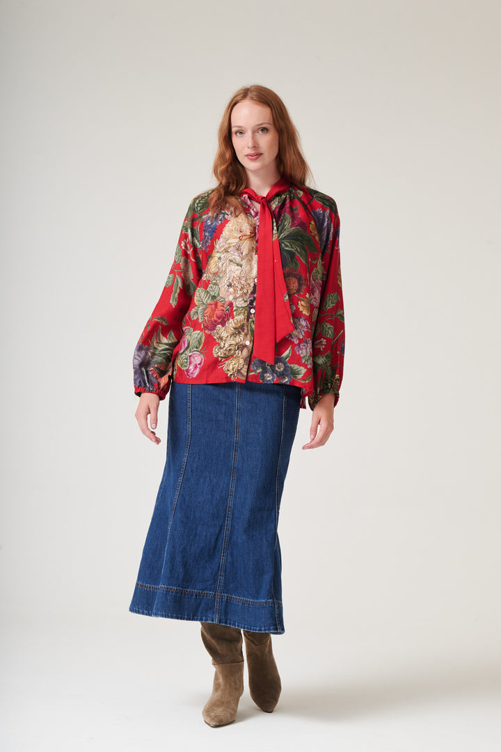 Primula Berry Pussybow Blouse