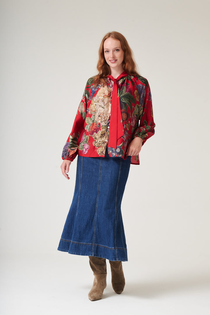 Primula Berry Pussybow Blouse